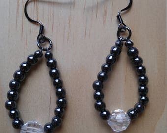 Beaded hoop dangle earrings