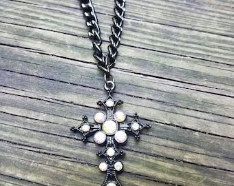 Gothic cross necklace, cross necklace, hevy metal neclace, cross chain