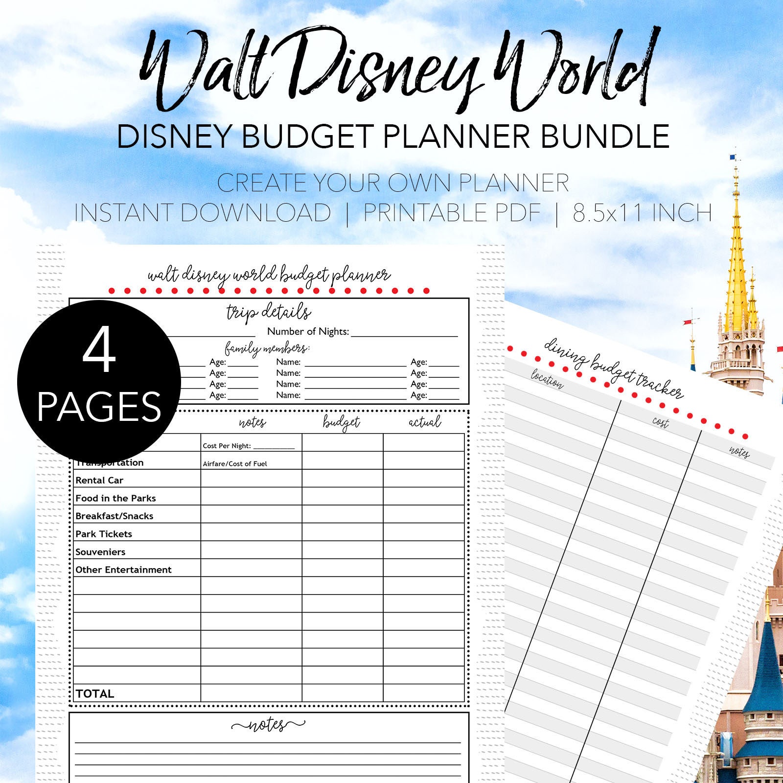 excel disney travel budget planner template