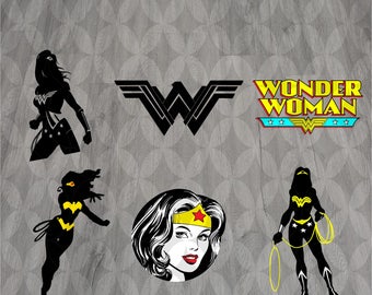 Wonder woman svg, Superhero svg, Silhouette svg, Cut files, Wonder woman Logo svg, Wonder woman clipart, Eps, Dxf, Svg, Png,Instant download
