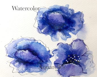 Painting watercolor,Aquarelle,>Poppy painting,art collection,Coquelicots,Peinture aquarelle,free shipping,livraison gratuite,Art,Aquarelles