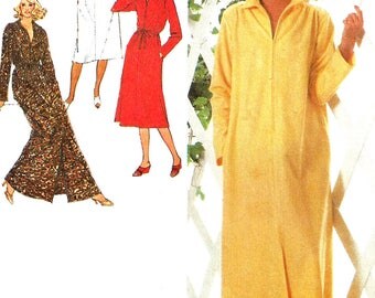 1970s Robe Pattern Long Short Housecoat Front Zip Vintage Sewing Simplicity Women's Misses Size 14 - 16 Bust 36 - 38 Inches