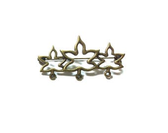 Brass Leaf Brooch , Maple Leaf Brooch , Brooch Component , 2 X 1 Inch Brooch