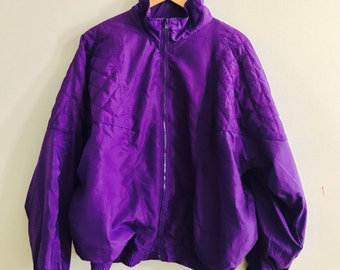 Vintage 80's windbreaker, vintage windbreaker, purple jacket, vintage 80's jacket, vintage jacket size Large