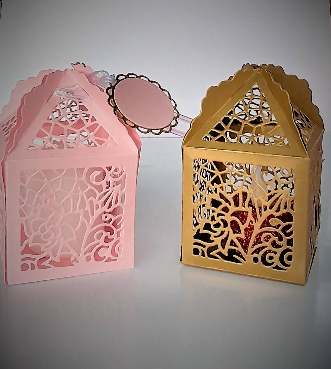 Floral lantern favor box set of 10