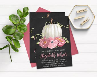 Fall Bridal Shower Invitations, Fall Floral Bridal Shower Invitations, Rustic Fall Bridal Shower Invitations