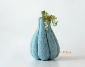 Thanksgiving Pumpkin Ice Blue Needle Felted Wool Fall Felt Autumn Decor Halloween