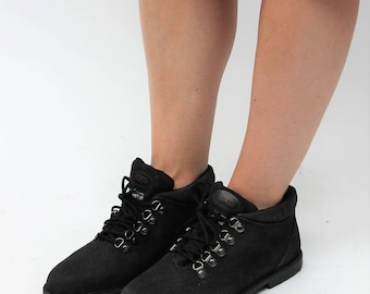 Black Leather Lace Up Ankle Boots Size UK 4.5, US 7, EU 37.5