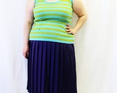 CLEARANCE - FINAL SALE - Plus Size - Vintage Blue & Green Stripe Sweater Knit Tank Top (Size 12/14)