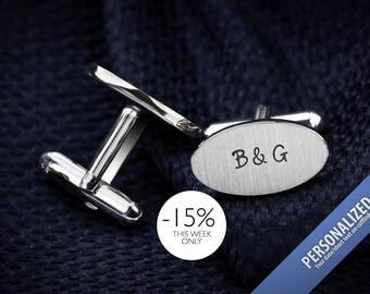Wedding Cufflinks – Monogrammed Cufflinks – Sterling Silver Cufflinks engraved – Personalized Cufflinks