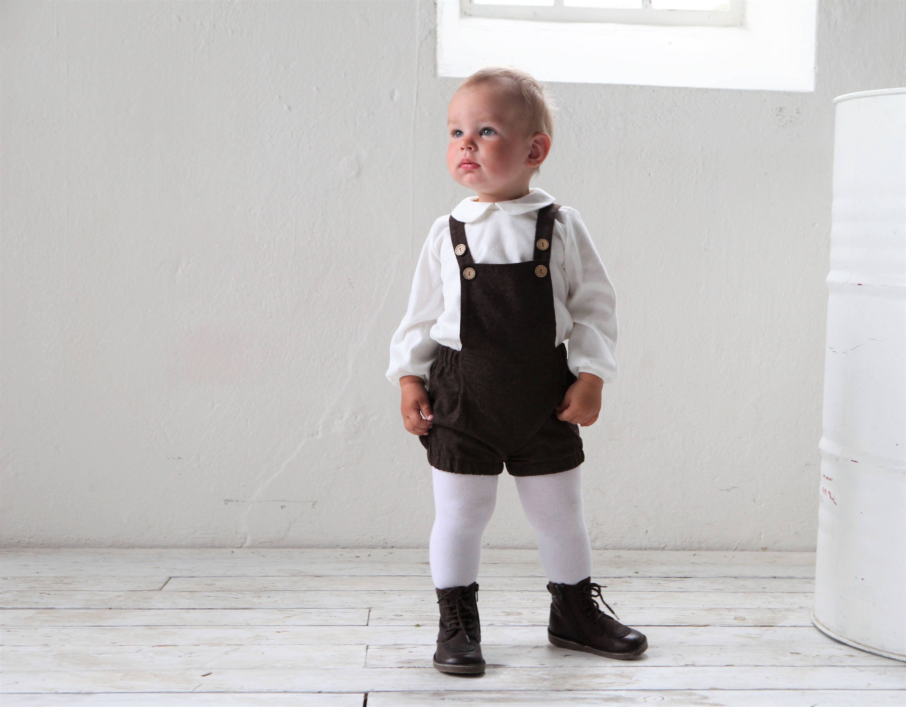 Baby boy romper Wool overall Baby boy wool shorts Baby boy