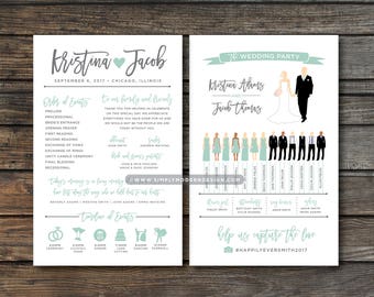 silhouette wedding program, wedding program, wedding party silhouettes, ceremony program, wedding program fan, PRINTABLE or PRINTED PROGRAMS