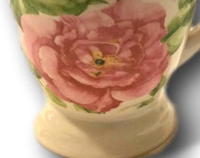 Cute Coffee Mug, Portmeirion Studio, Bone China Footed Mug Roses, Gift for Her, Gift For Christmas