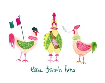 Three french hens | Etsy