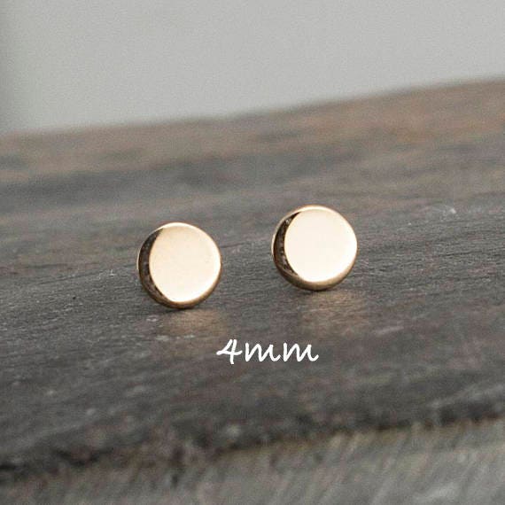 14K Solid Gold Studs 4mm Sterling Silver Post Studs Solid