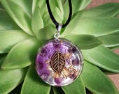 Amethyst Orgone Pendant - Lightworker Jewellery - Crown Chakra Energy - Healing Crystal Pendant - Medium