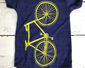 bicycle bodysuit, bike baby one piece Cute newborn gift. American Apparel.