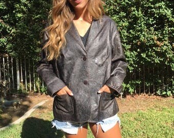 Tooled leather coat,1X, brown Leather,Jacket, Valerie Stevens
