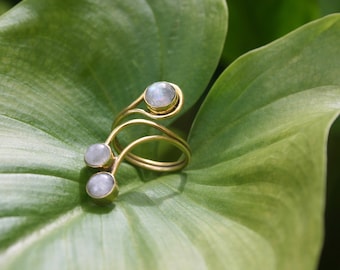Moonstone Brass adjustable ring
