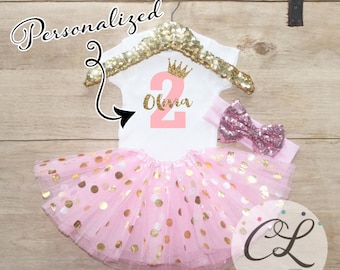 Second Birthday Tutu Outfit / Baby Girl Clothes 2 Year Old Outfit Second Birthday Set 2nd Birthday Girl Outfit Baby Tutu Bow Outfit Set 067