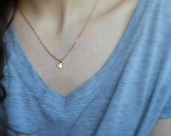 Gold Dot Necklace Everyday necklace Dainty gold necklace gold filled necklace small disc necklace short gold necklace simple jewelry