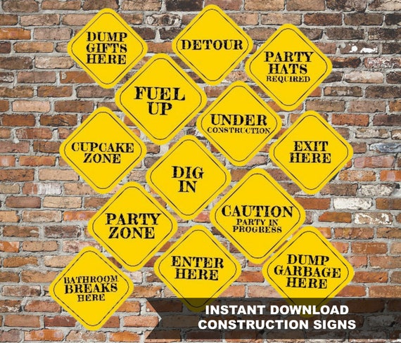 INSTANT 8x8 CONSTRUCTION Party Decor Signs Printable file INSTANT 8x8 CONSTRUCTION Party Decor Signs Printable file