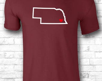 Custom Nebraska T shirt Native Nebraska Pride Map Nebraska Shirt Nebraska Clothing Born in Nebraska Home Shirt Apparel 502