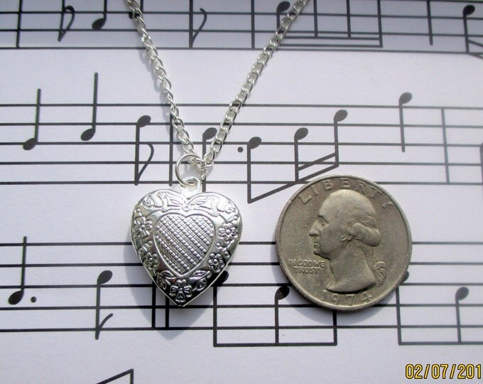 Heart locket necklace-heart charm pendant-teen heart locket-sterling silver plated chain-kids wedding jewelry-graduation gift-sweet 16 gift