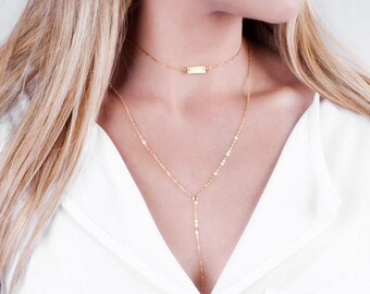 Gold Bar Choker Necklace, Initials Choker Necklace, Tiny Bar Necklace, Custom Choker, Dainty Short Necklace, Personalized Gift, Mini Bar