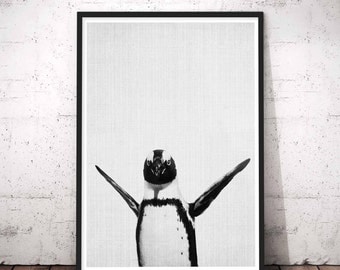 Penguins Print, Penguin Baby shower Gifts, Large Nursery Baby Animal Wall Art Prints, Black and white Animals, Penguin Nursery Animal Decor