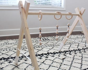Play Gym, Wooden Play Gym, Baby Play Gym, Baby, Wooden, Teething Beads, Baby Activity Gym, Wooden Mobile, Activity Gym