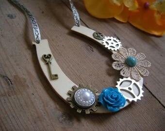 Steampunk Lucky Wedding Horseshoe Gift for bride Gift for her Keepsake Decorative Horseshoe Something Blue
