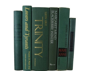 Green Vintage Books , Vintage Wedding Decor, Vintage Photography Prop , decorative books , old books , vintage book bundles