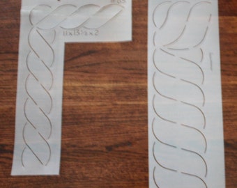 Twist quilting stencil set to mark hand quilting - two sizes and corner