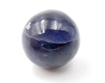 Color Shifting Iolite Sphere - 0.71" 18mm - Pleochroic Water Sapphire Crystal Ball Goes From Blue to Orange - For Jewelry, Grids, Meditation