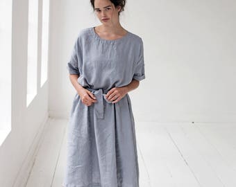 Maxi washed linen summer dress / Charcoal sleeveless linen