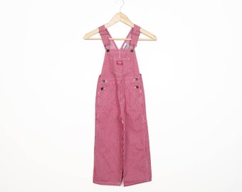 Kids Osh Kosh Red Pinstripe Denim Overalls Size 4 Year Old