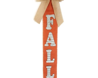 FALL DOOR HANGER Rustic Door Hanger Welcome Sign Welcome Home Orange Burlap Door Hanger Welcome Fall Bunting Autumn Banner Fall Colors
