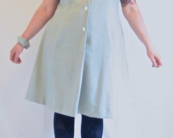 Dystopian Mod Dress -- a-line shift, with matching scrunchy -- plus size, size 20, 2X -- foggy mist green -- 49B-44W-56H
