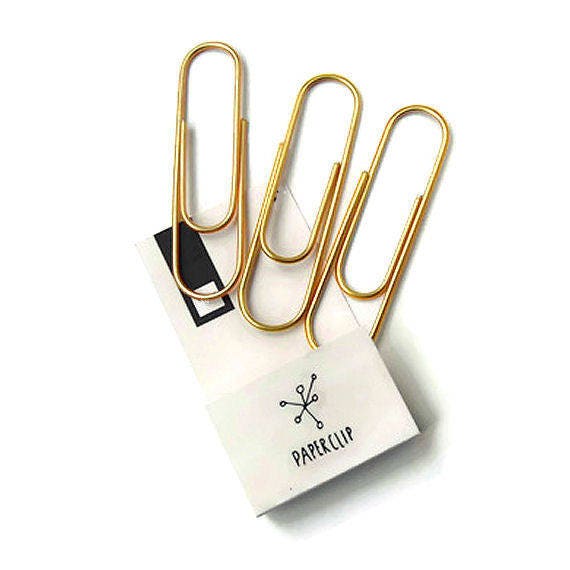 3 Matt Gold Extra Large paper clips, big paperclips, bookmarks, planner