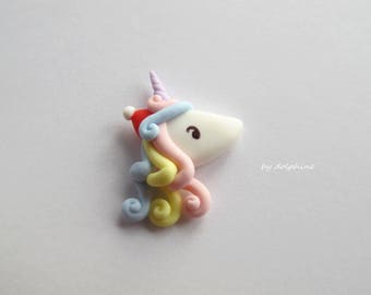Christmas unicorn, Unicorn charm, Hair bow centre, Flat back, Clay unicorn, Craft embellishment, Scrapbooking, Wood craft decor, Kawaii
