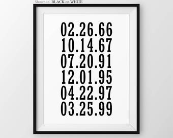What a Difference A Day Makes Important Dates Sign Family Dates to Remember Special Dates Print Birthdays Grandchildren Birthdates Keepsake