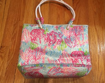 Monogram Tote Bag, Monogrammed Beach Bag, Lilly Pulitzer Inspired Tote Bag, Beach Bag, Tote Bag