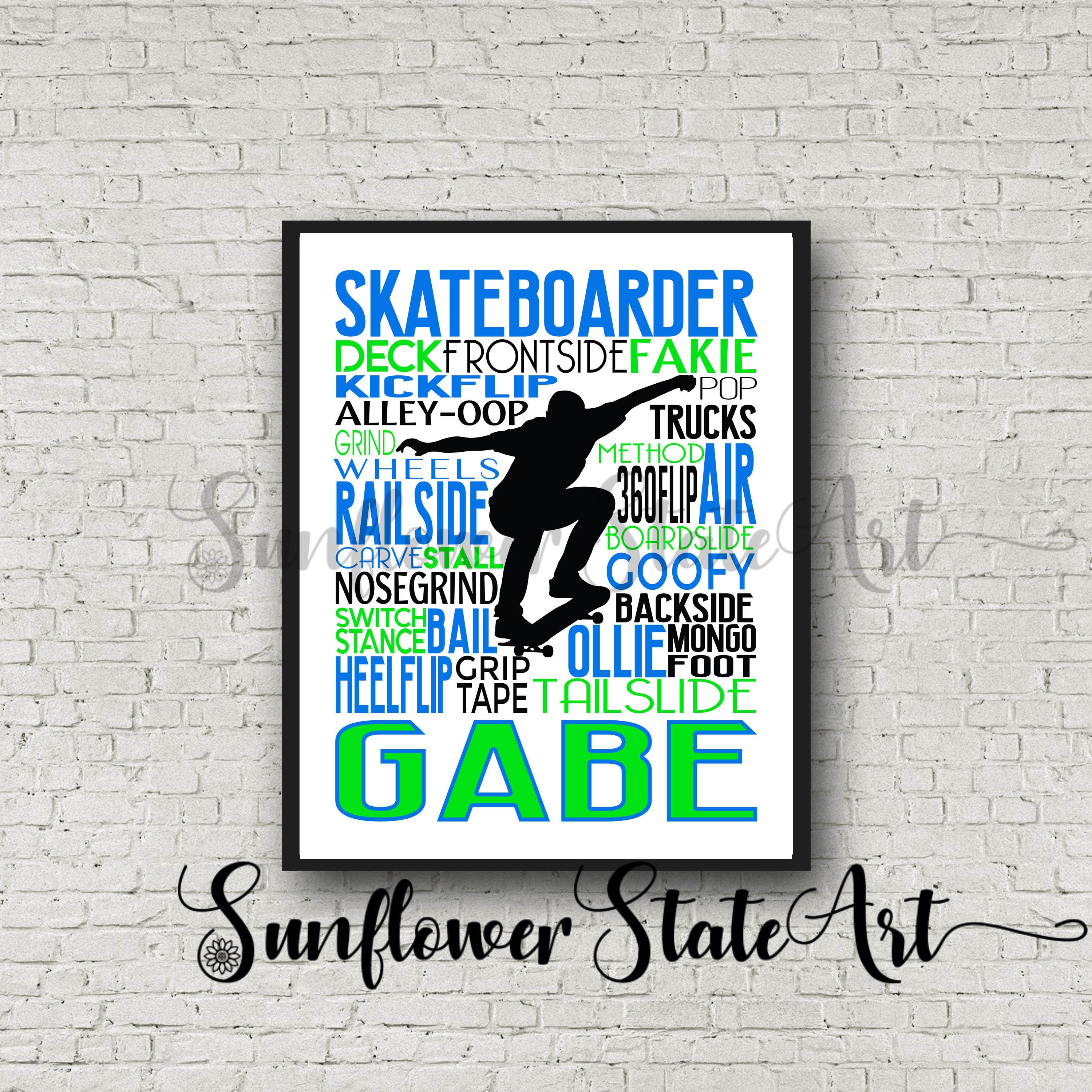 Personalized Skateboarding Poster Gift for Skateboarder