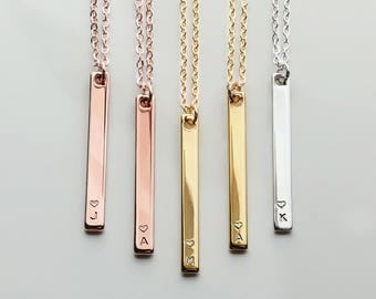 Name initial necklace Gold Initial Bar Necklace personalized Monogram Necklace bridesmaid personalized necklace - 6N