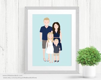 Custom Family Portrait illustration | Personalised Digital Illustration | Fathers Day Gift | Digital Portrait