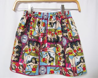 Wonder Woman Skirt, DC Comics Toddler Skirt, Girl Power Skirt, Female Superhero Skirt, Little Girls' Summer Skirt, Geeky Kids Fashion