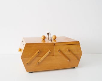 Sewing box, sewing box 50, wooden sewing box, storage box, sewing basket, sewing box, wooden chest, vintage handmade