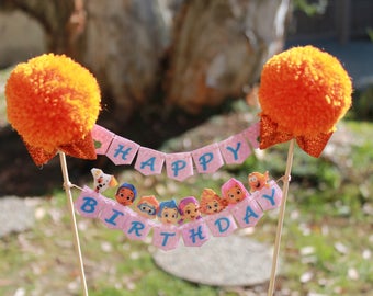 Bubble Guppies Cake Topper // Cake Banner // Bundt Cake Topper // Happy Birthday Banner