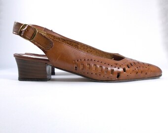 Genuine leather shoes, Vintage Summer shoes, Leather slingback sandals, Italian leather shoes, Real leather mules, Closed Toe Sandals EU 37
